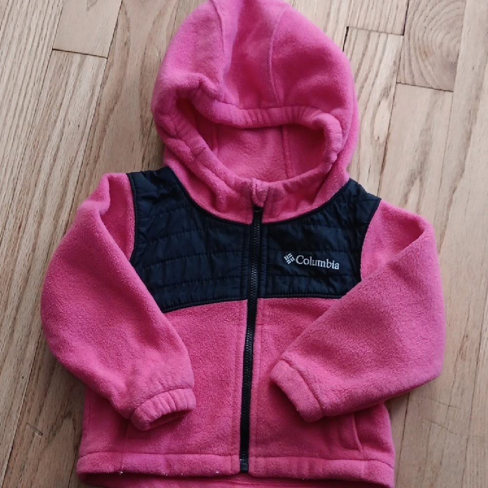 Columbia Kids Pink Fleece Hoodie Jacket Girls 12 Months